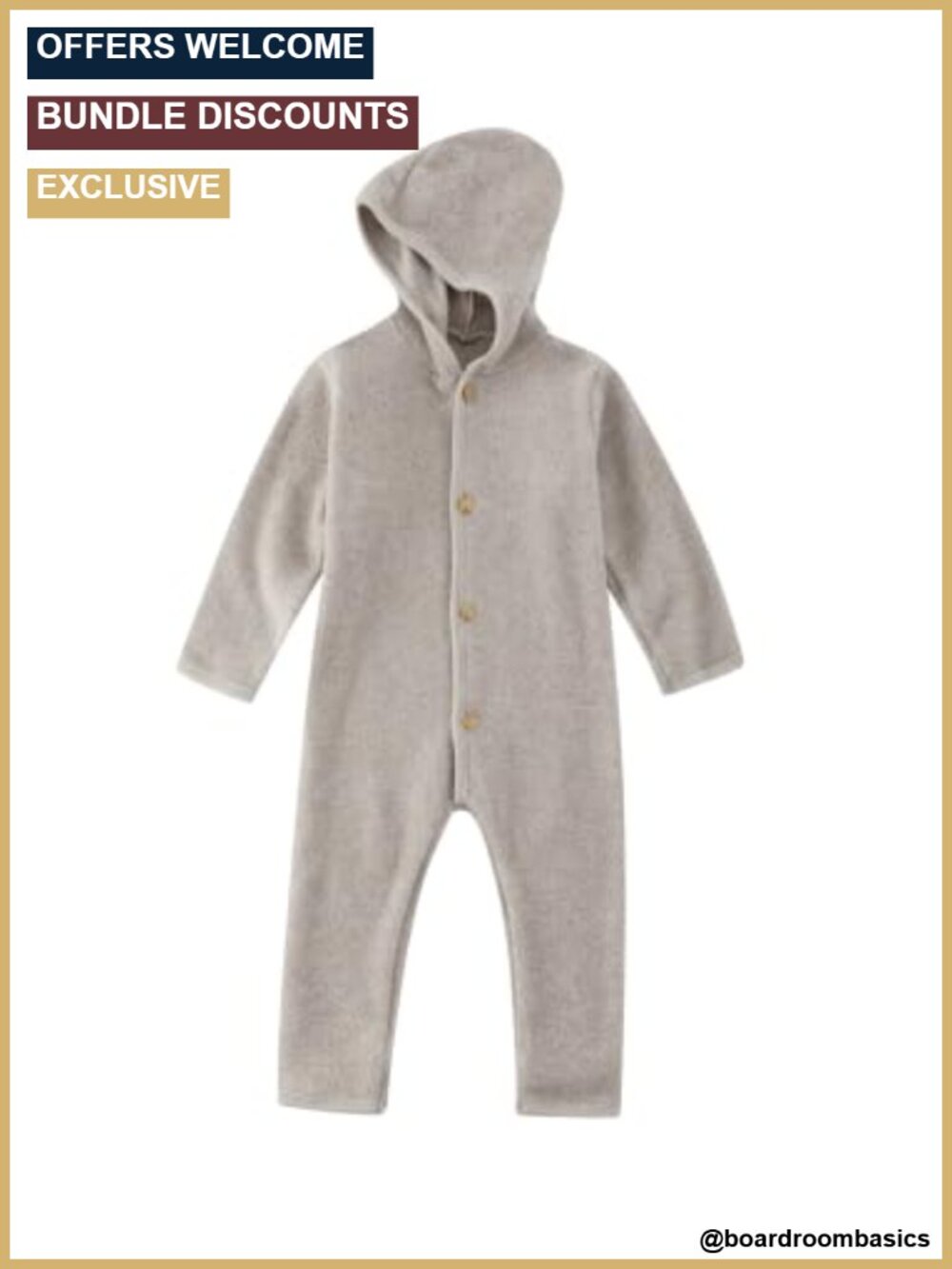 Merino Wool Baby Snowsuit Romper Hooded Winter One-Piece Overall